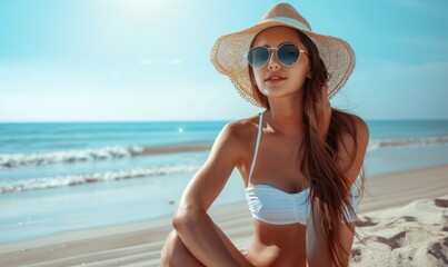 beach woman sunbathing in the sun