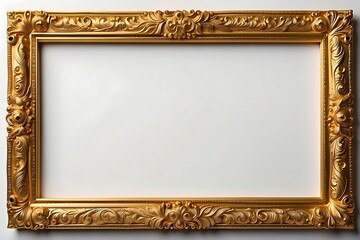 Golden picture frame on the white background