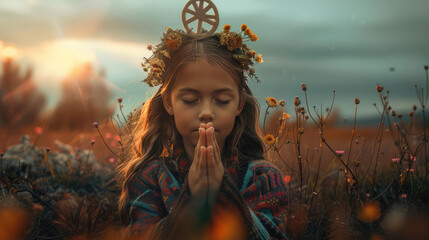 Girl praying for peace