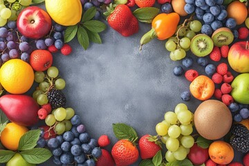 Fruitful abundance Assorted fresh fruits and berries in colorful harmony