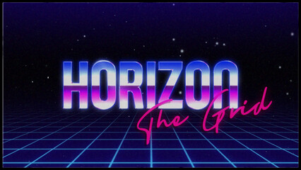 Retro 80s Horizon Grid Title Intro - obrazy, fototapety, plakaty