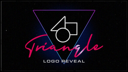 Retro Neon Triangle Logo And Text Reveal