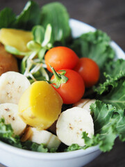 colorful vegetable salad on wood table healthy food clean organic fresh
