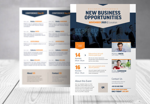 Business Conference Agenda and Program Flyer 
