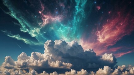 Vivid Northern Lights over Dramatic Clouds