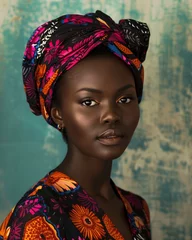Poster Beautiful african woman professional portrait with colorful details. © stefanholm