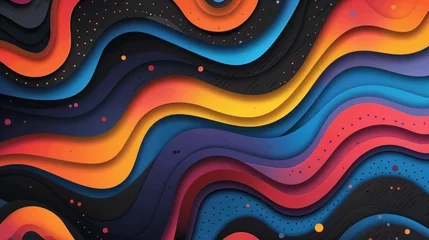 Wandaufkleber Colorful abstract background, waves with papercut overlap layers © IvanCreator