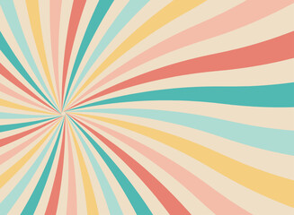 Ice cream and candy swirl background, lollipop vortex patterns intermixed with strawberry and circus elements. Retro spiral design. Flat vector illustration isolated