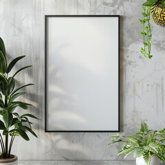 Blank Black Frame on White Wall Template