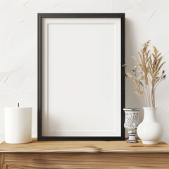 Stylish Black Frame with White Paper Mockup Interior Decor