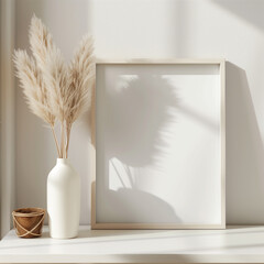 Elegant White Frame Mockup with 23 Aspect Ratio for Art Display