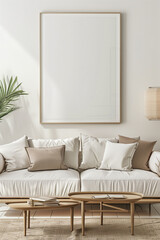 Sleek White Photo Frame Mockup for Wall Art Display in Minimalist Style