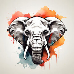 Abstract splash art poster of elephant head