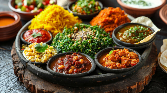 piatto tradizionale etiope, come l'injera, con vari contorni e salse, che rappresenta la ricchezza culinaria di questa regione.