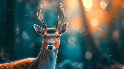 a cinematic and Dramatic portrait image for deer - obrazy, fototapety, plakaty