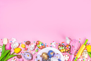 High-colored Easter baking background