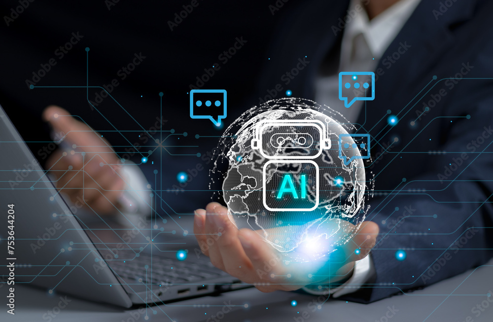 Poster business and artificial intelligence ai, artificial intelligence,digital technology concept. busines