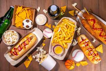 Traditional sport stadium foods and beer background © ricka_kinamoto