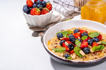 Summer breakfast oatmeal with berry