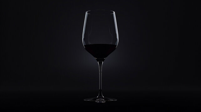 Witness the allure of an intricately detailed 8K HD image capturing a wine glass against a pitch-black background, emphasizing its refined silhouette.