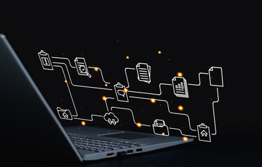 Document Management System concept. Online document file data software for efficient archiving. Enterprise content management, Digital asset management, Document imaging, Workflow, storage System..