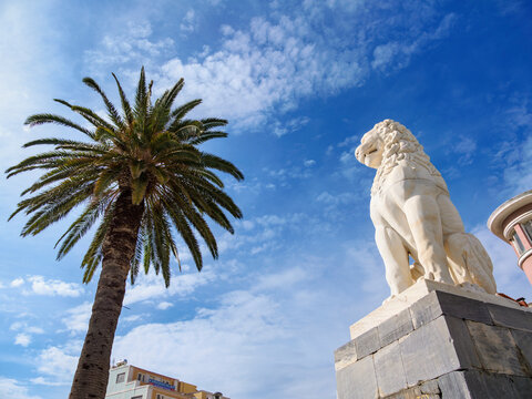 Lion Statue at Pythagora Main Square, Samos Town, Samos Island, North Aegean