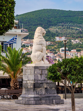Lion Statue at Pythagora Main Square, Samos Town, Samos Island, North Aegean