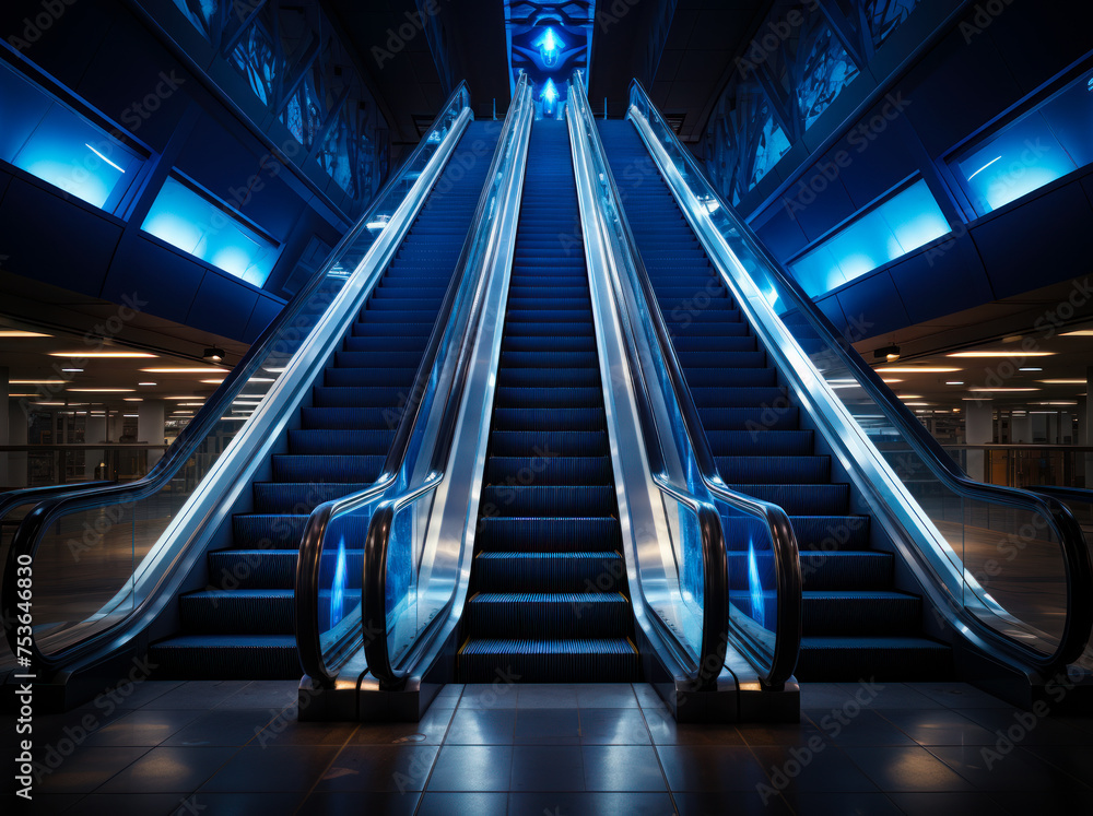 Wall mural Two escalators in subway station