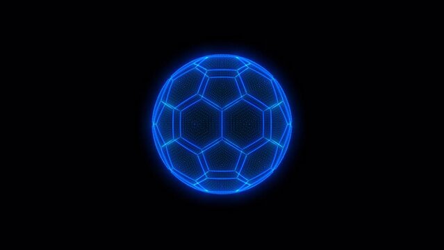 3D football spinning on a transparent background. 360 Degree rotation. Looped video. 4K