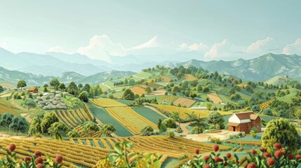 A digital graphic of a community using traditional knowledge to adapt farming practices to new climate realities.