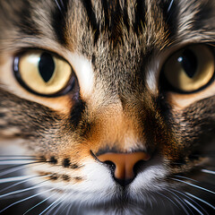 Close-up of a cats curious eyes.