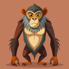 Monkey ape baboon chimpanzee pet vector illustration draw cartoon. pretty cute