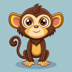 Obraz premium Monkey ape baboon chimpanzee pet vector illustration draw cartoon. pretty cute