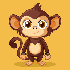 Monkey ape baboon chimpanzee pet vector illustration draw cartoon. pretty cute