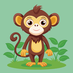 Obraz premium Monkey ape baboon chimpanzee pet vector illustration draw cartoon. pretty cute