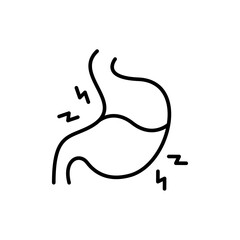 Stomach pain outline icons, minimalist vector illustration ,simple transparent graphic element .Isolated on white background