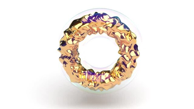 Abstract round gold glass circle rotate able to loop endless 4k