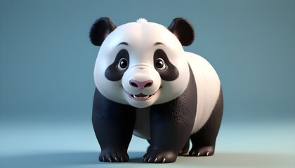 Small, cute, and smiling panda.