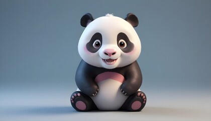Small, cute, and smiling panda.