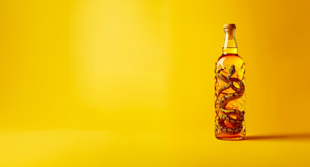 bouteille d'alcool artisanal avec un serpent à l'intérieur