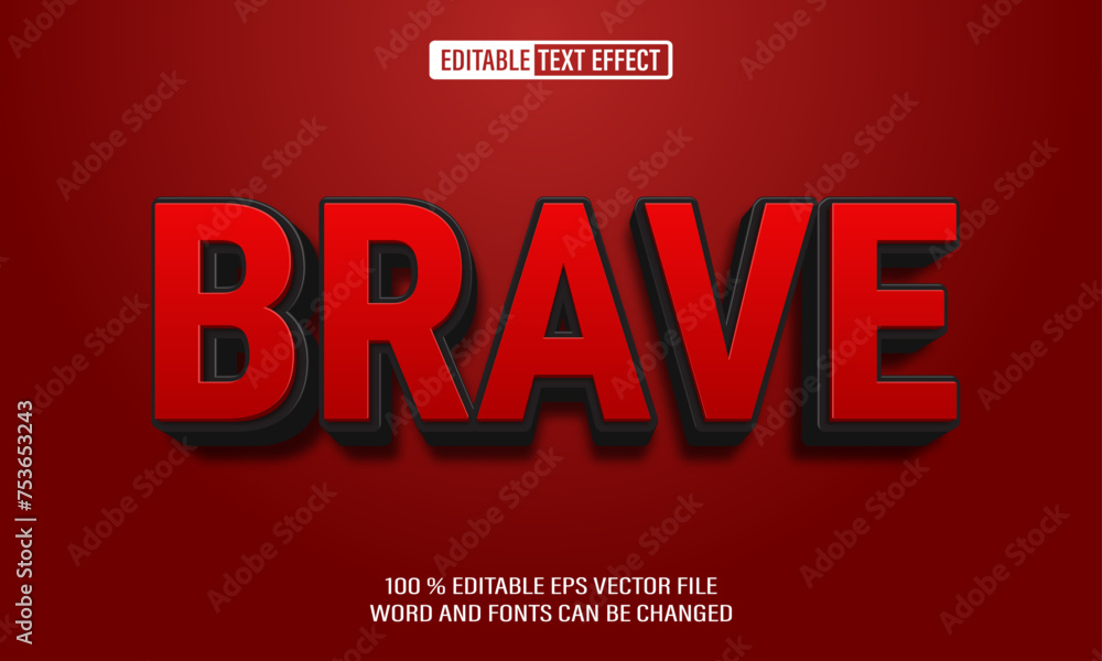 Poster editable 3d text style effect - brave text effect template