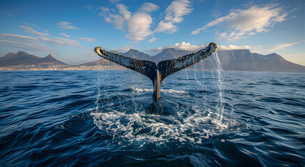 Seascape with Humpback Whale Tail.