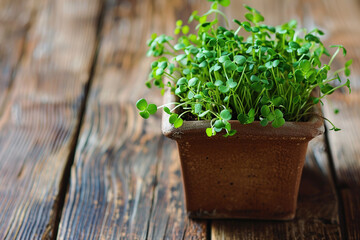 Microgreens in a pot grow,The concept of healthy eating