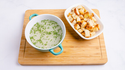 Dovga soup - Azerbaijan yogurt soup bowl