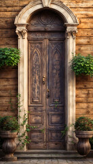 Fototapeta na wymiar detail of a Large decorative wooden doors
