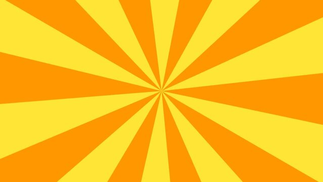 6秒ループ　放射回転背景　お祝い背景　放射線　オレンジ、黄色2色