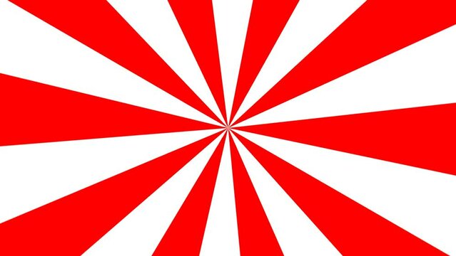 放射回転アニメーション　お祝い背景　放射線　紅白　2色　6秒ループ