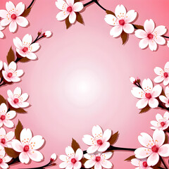 Pink delicate background cherry flowers pattern ,digital art,illustration,Design,vector,art