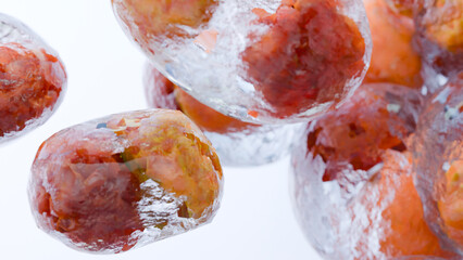 Fat cells, adipocyte and lipocyte, cholesterol in a cells, 3d render	
