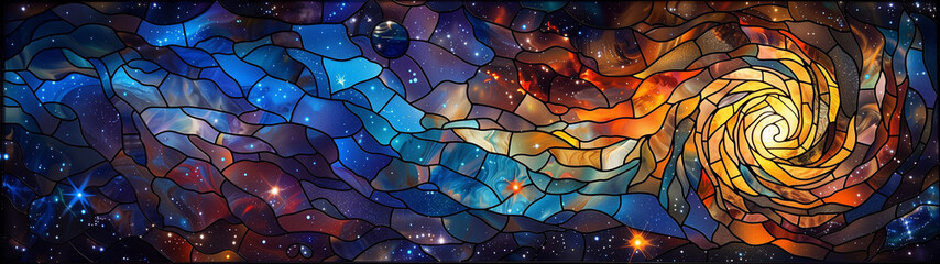 Obraz premium Cosmic Dance in Stained Glass